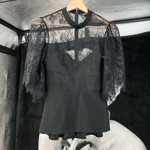 EXPRESS black Lacey vintage peplum top